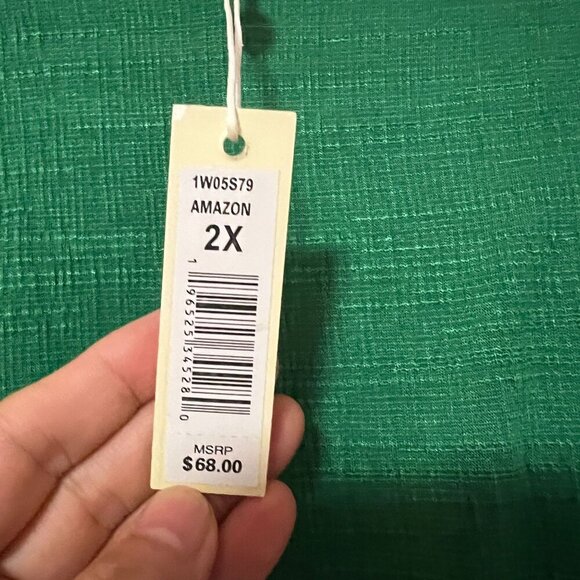 Max Studio Womens Plus Flutter Sleeve Woven Blouse Top Sz 2X in Green - Picture 6 of 9